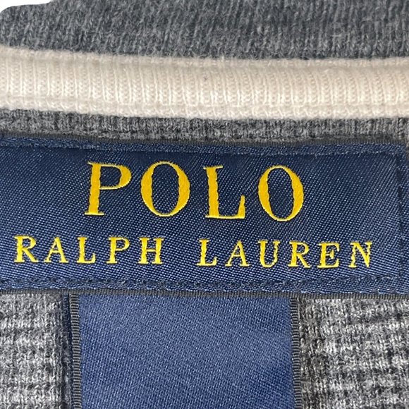 Polo Ralph Lauren Mens Thermal Shirt 2XL Gray V Neck Long Sleeve Pullover Logo - Picture 6 of 8